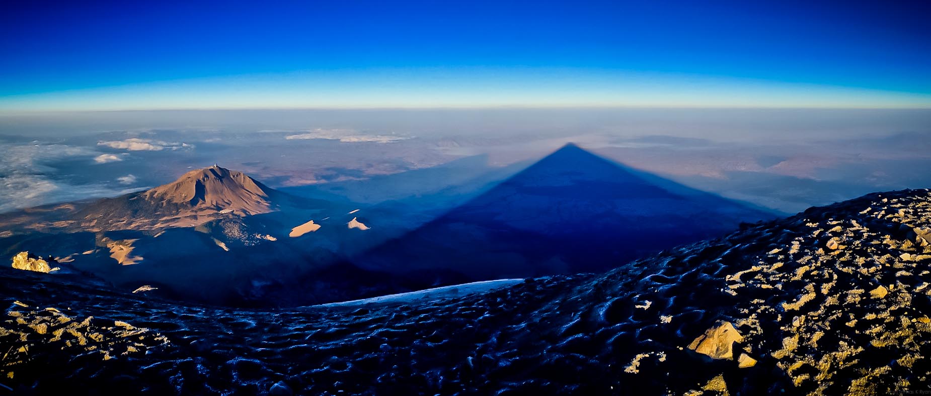 Early morning shadow of Pico Orizaba from the summit