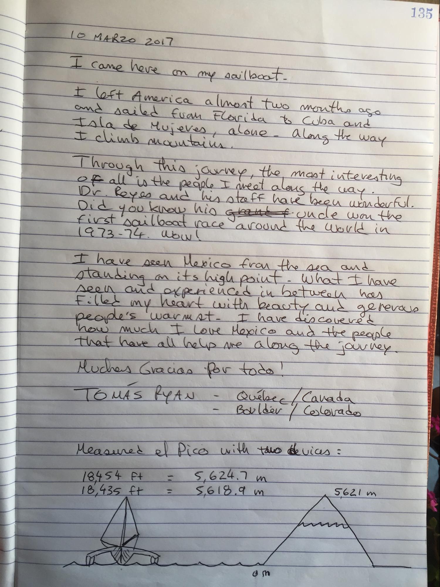 My entry in the Servimont guest book