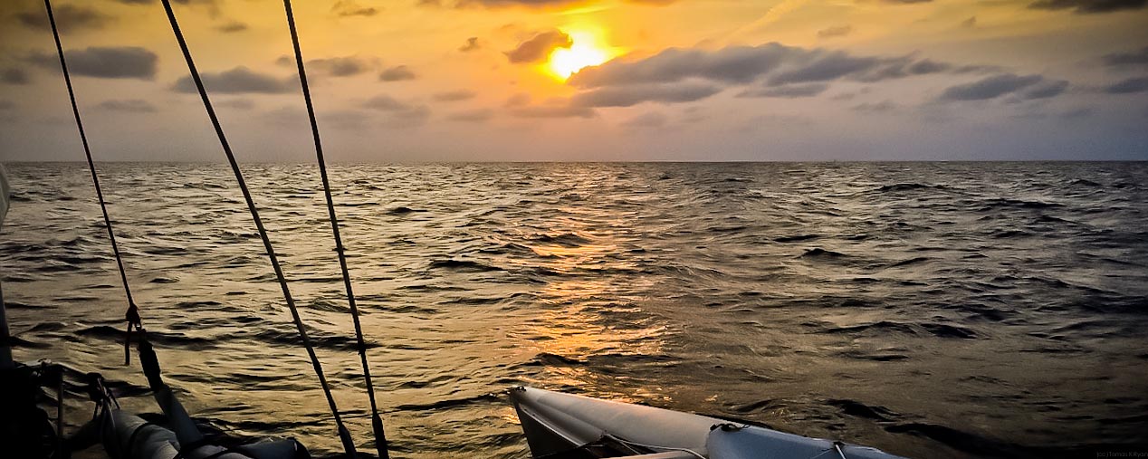 First sunset sailing south